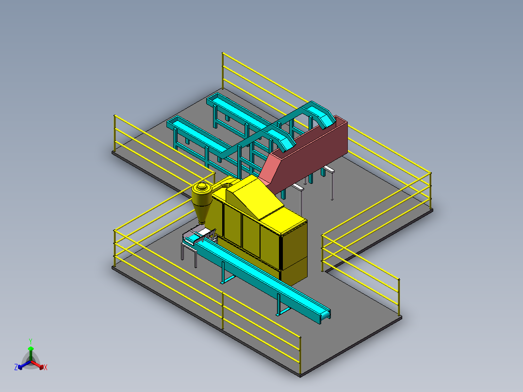 金银花自动烘干设备产线sw17正等轴测图
