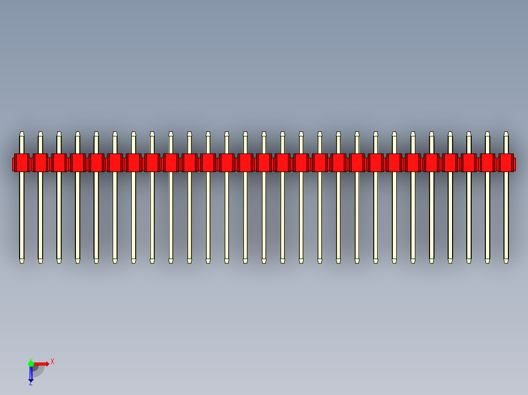 彩色公头100mil（2.54mm）系列-DS1021_red_1x27p_100mil_Type5_rev1.0俯视图