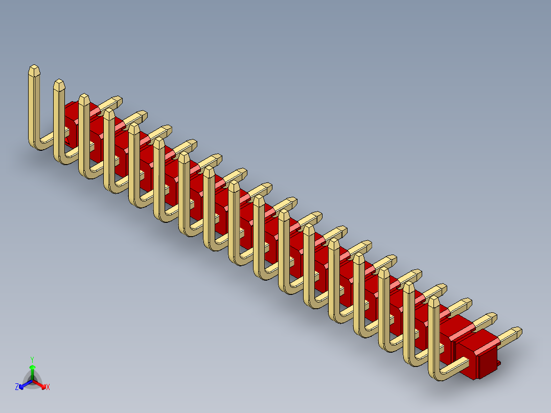 彩色公排针 100mil 2.54mm 系列-DS1022_red_17p_100mil_TypeU_rev1.0