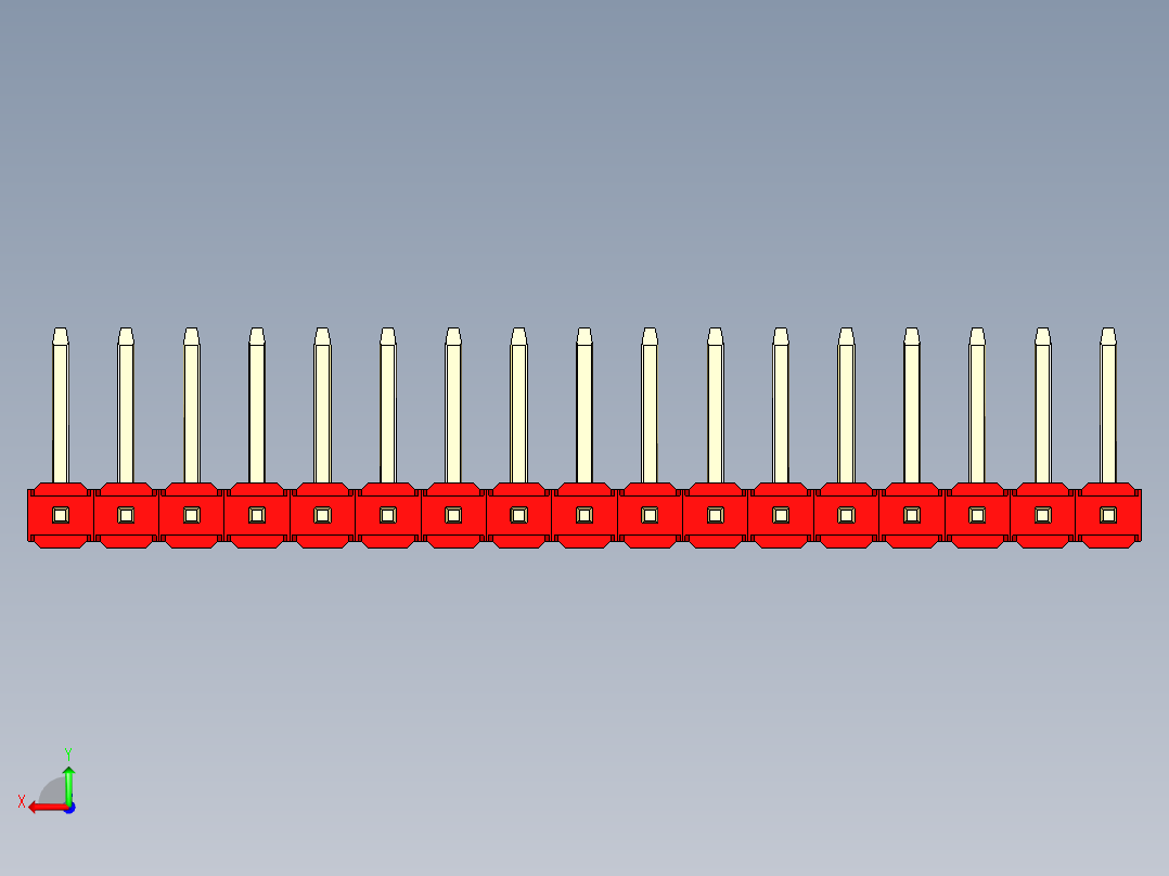 彩色公排针 100mil 2.54mm 系列-DS1022_red_17p_100mil_TypeU_rev1.0后视图