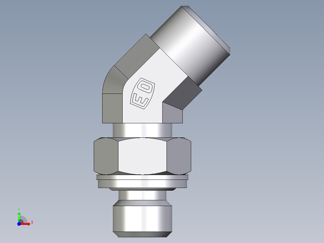 卡套式工业通用硬管接头EO_Adjustable_locknut_45_deg_elbow_VEE08LMOMDCF前视图