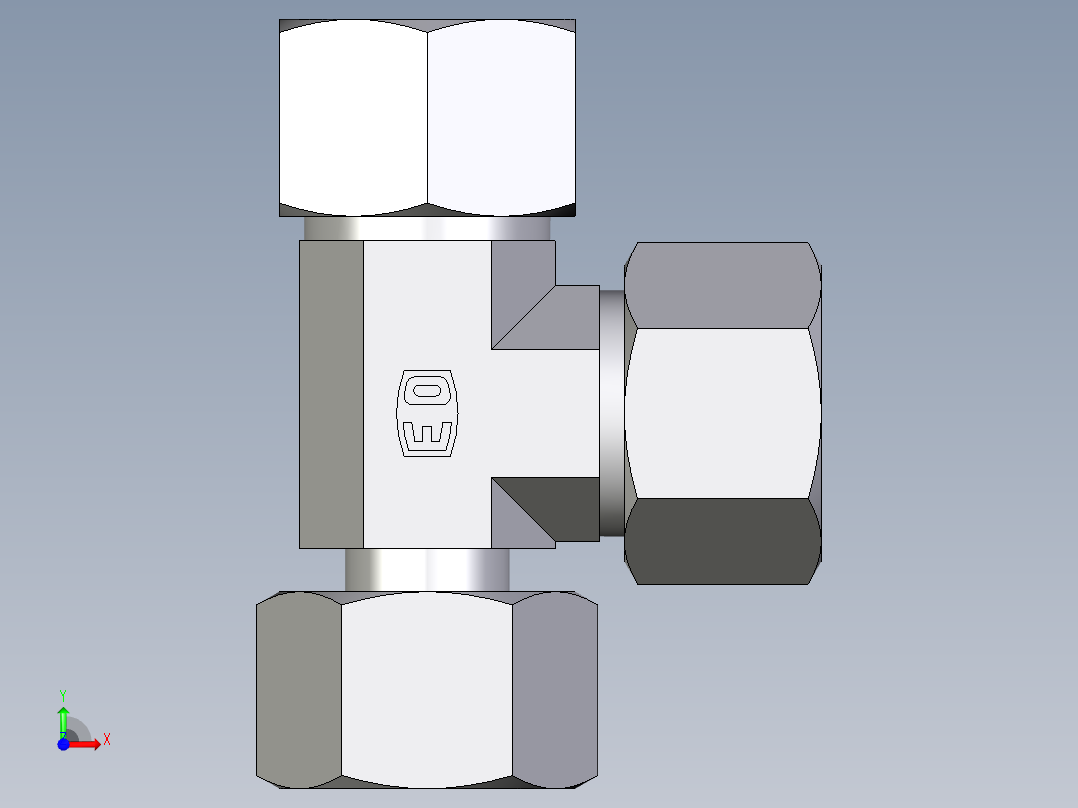 卡套式工业通用硬管接头EO_Standpipe_run_tee_EVL20S71前视图