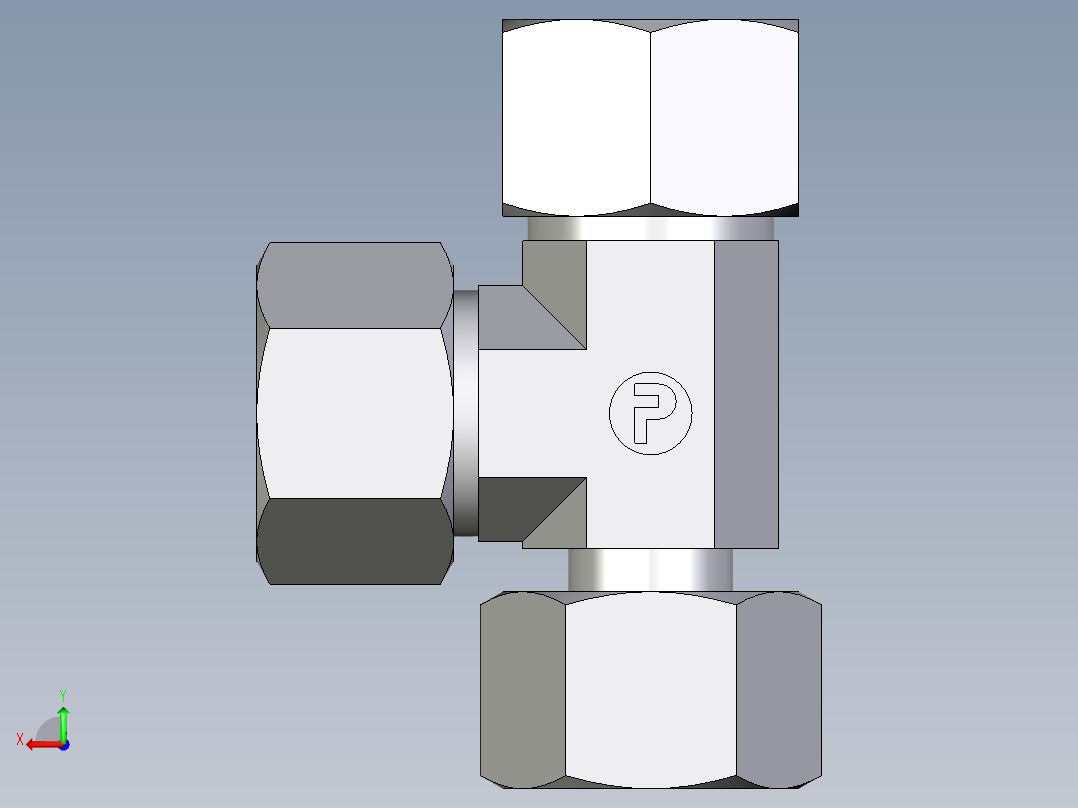 卡套式工业通用硬管接头EO_Standpipe_run_tee_EVL20S71后视图
