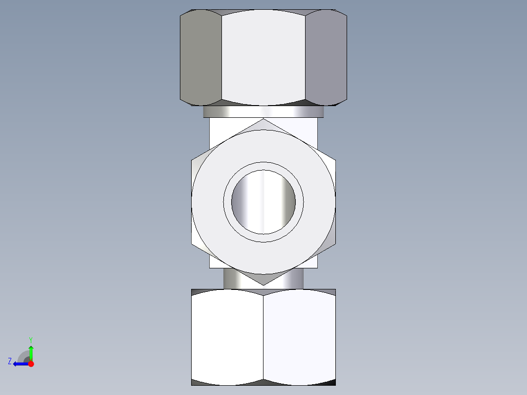 卡套式工业通用硬管接头EO_Standpipe_run_tee_EVL20S71右视图
