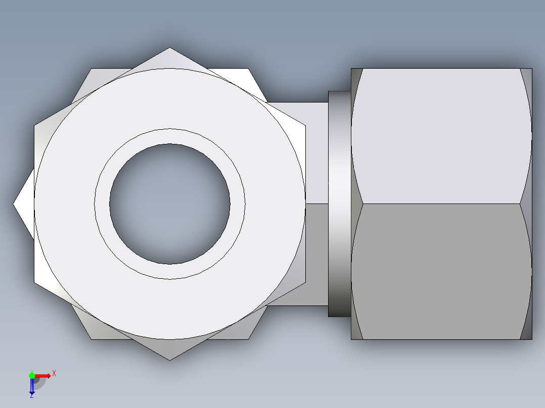 卡套式工业通用硬管接头EO_Standpipe_run_tee_EVL20S71俯视图