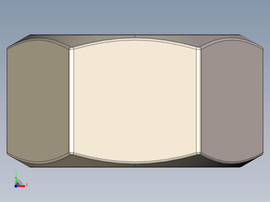 紧固件-STEP Raw Steel Nut 0.5000前视图
