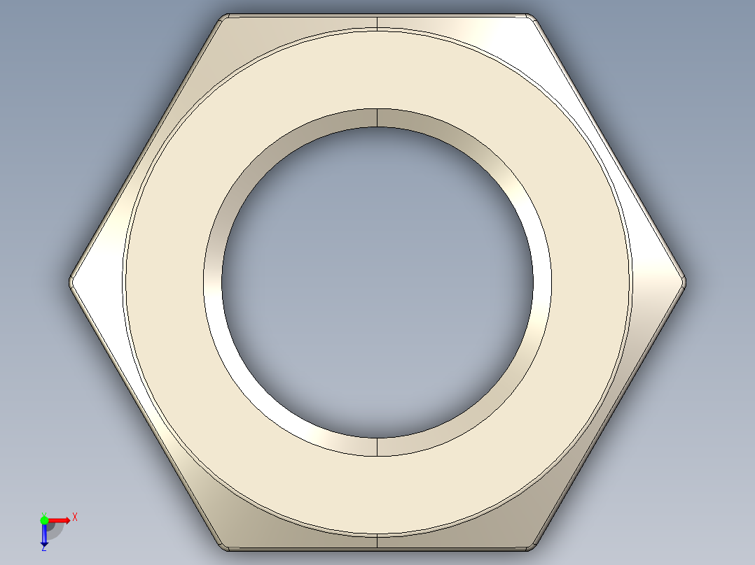 紧固件-STEP Raw Steel Nut 0.5000俯视图