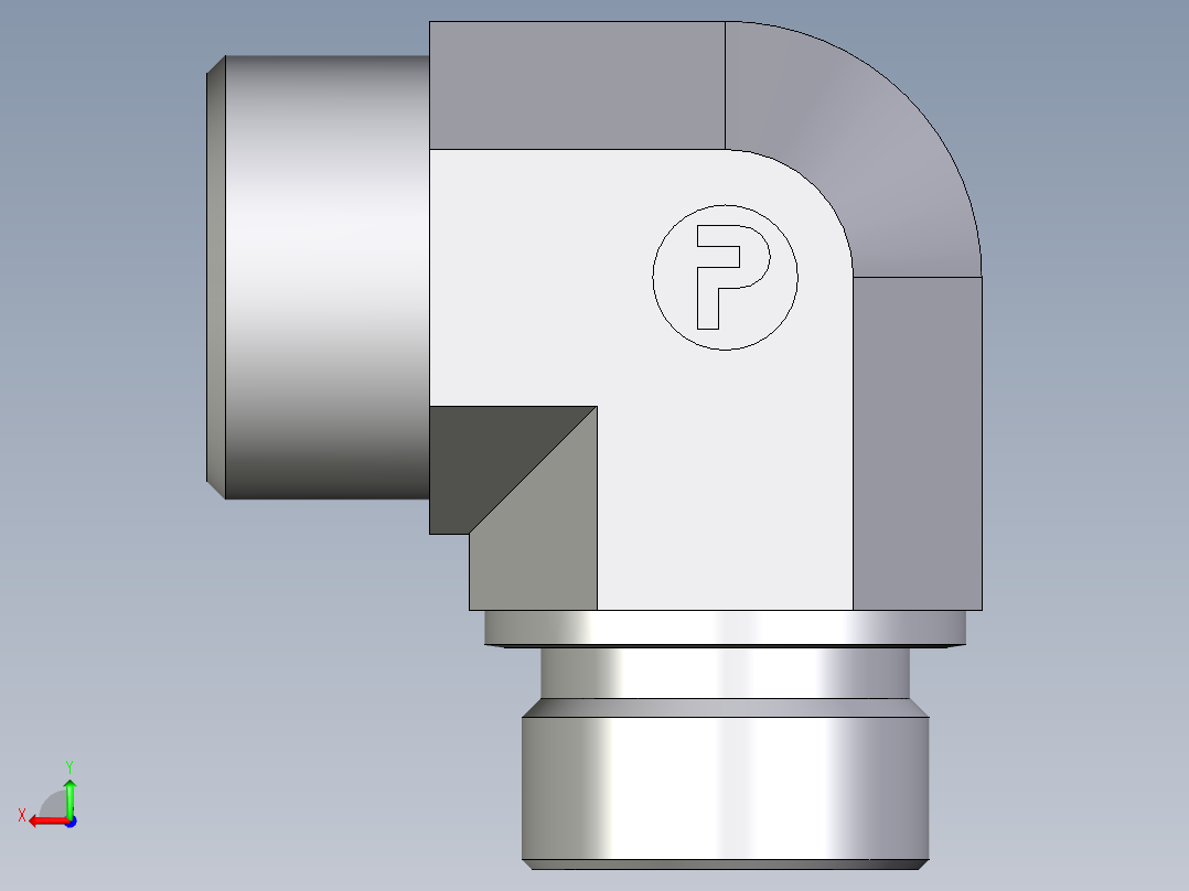 卡套式工业通用硬管接头EO_Male_stud_elbow_WE25SM71X后视图