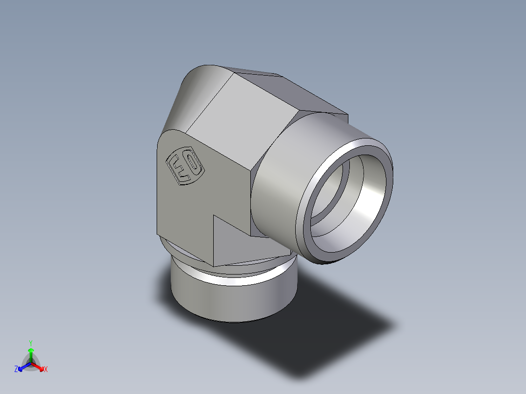 卡套式工业通用硬管接头EO_Male_stud_elbow_WE25SM71X正等轴测图