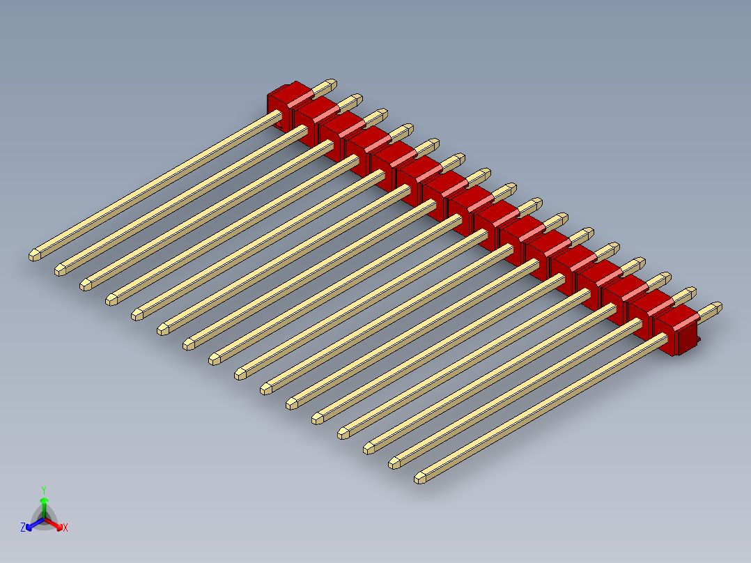 彩色公头100mil（2.54mm）系列-DS1021_red_1x16p_100mil_Type43_rev1.0正等轴测图