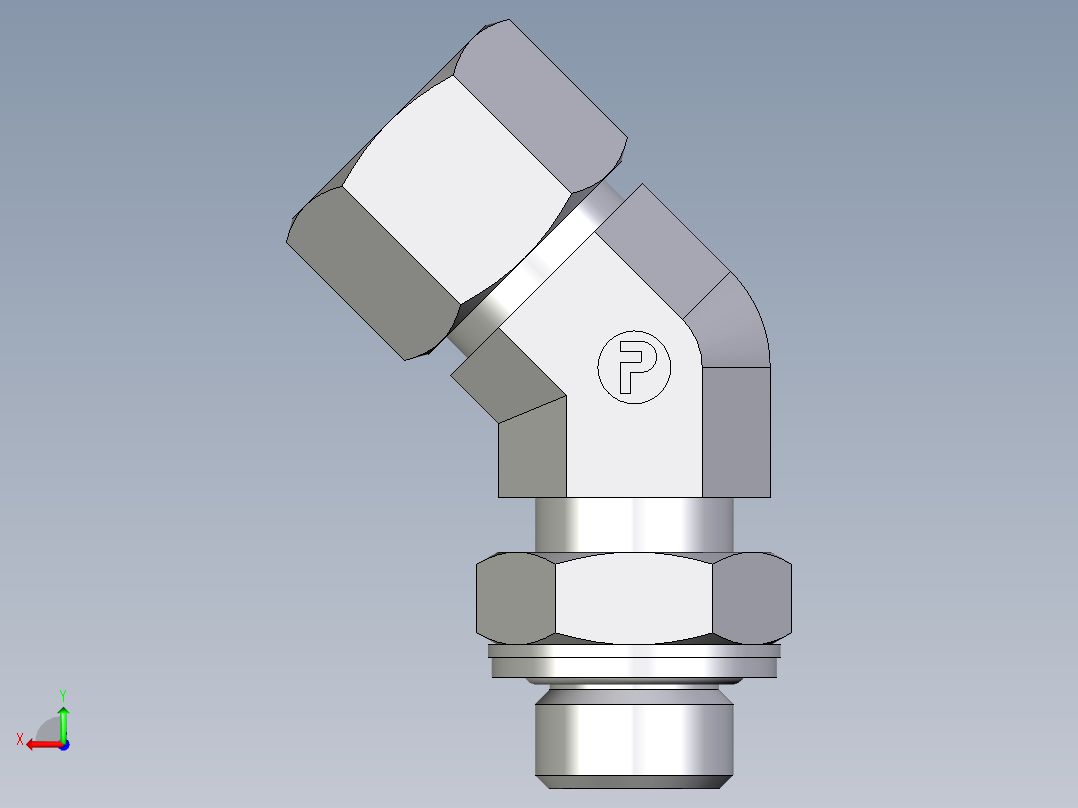 卡套式工业通用硬管接头EO_Adjustable_locknut_45_deg_elbow_VEE12ZLMCF后视图