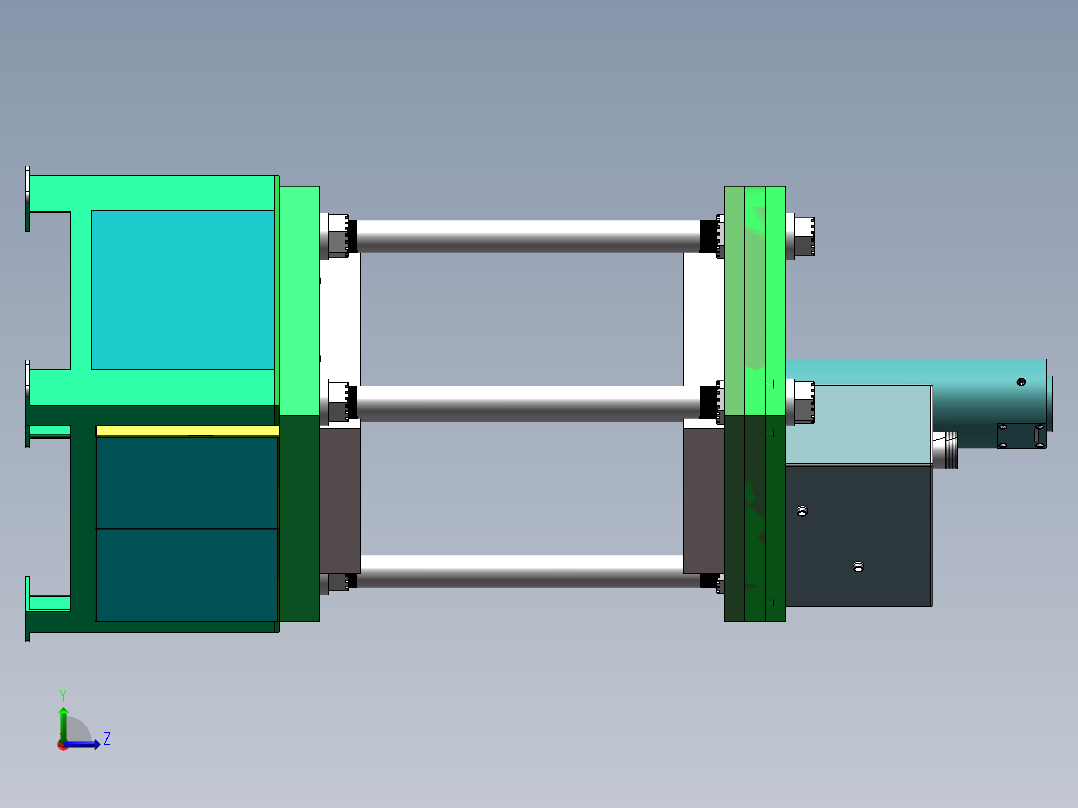 四柱液压机模型左视图