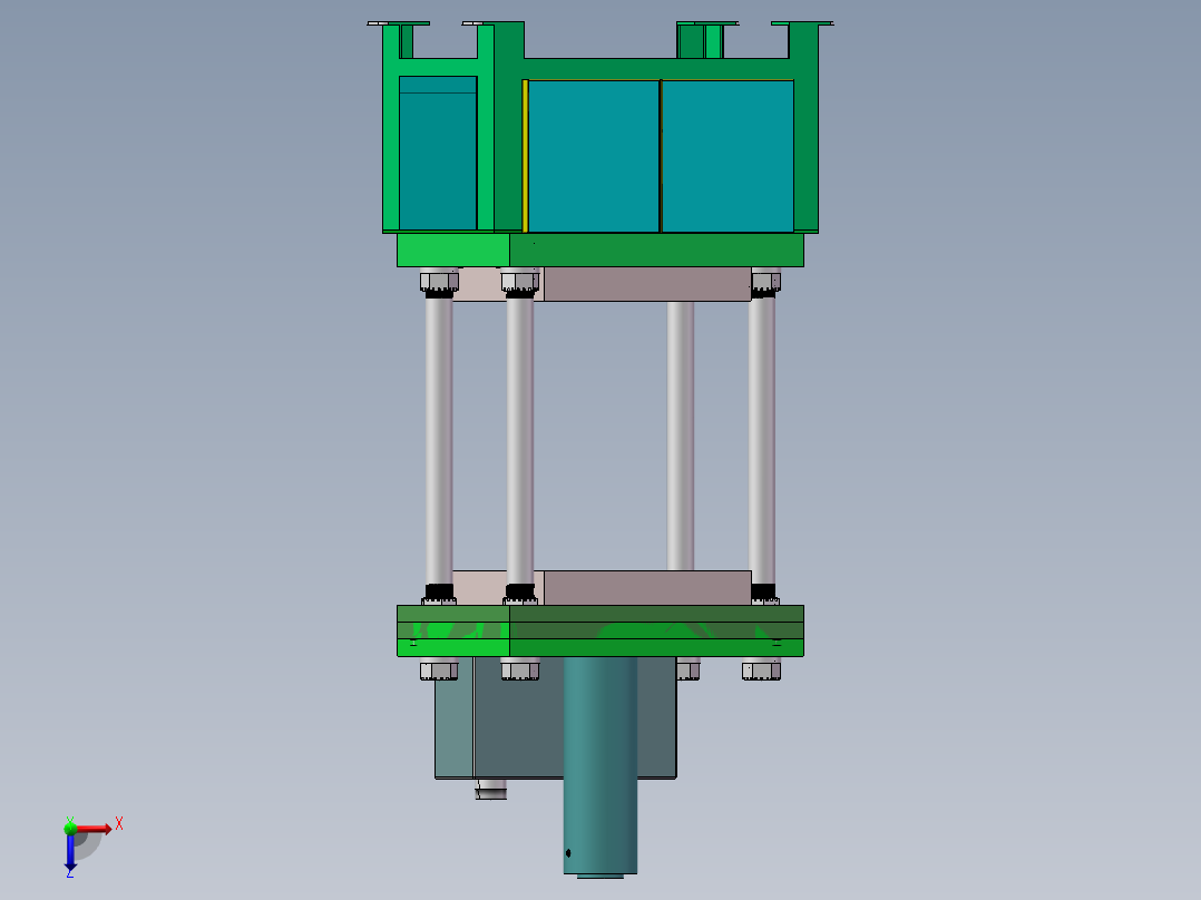 四柱液压机模型俯视图