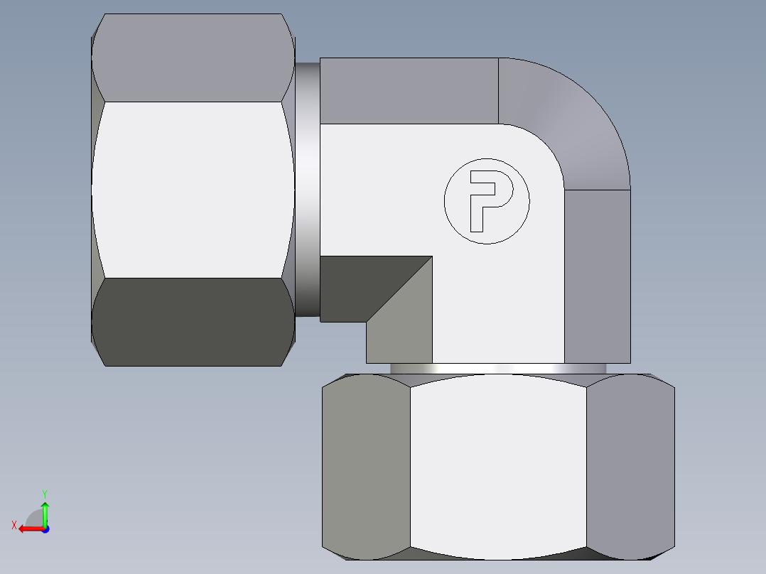 卡套式工业通用硬管接头EO_Swivel_nut_elbow_EW20S71后视图