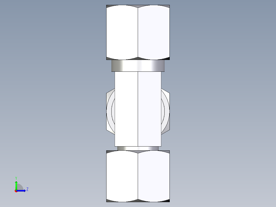 卡套式工业通用硬管接头EO_Swivel_nut_run_tee_EL08S71左视图