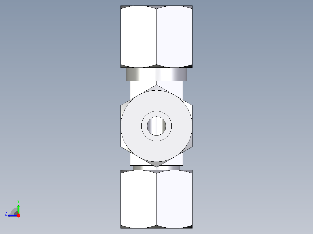 卡套式工业通用硬管接头EO_Swivel_nut_run_tee_EL08S71右视图