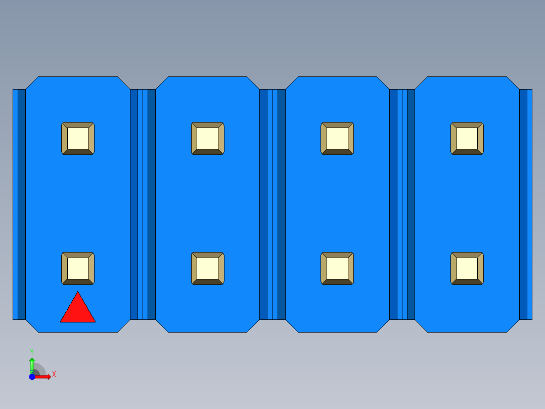 彩色公头100mil（2.54mm）系列-DS1021_blue_2x04p_100mil_Type19_rev1.0前视图