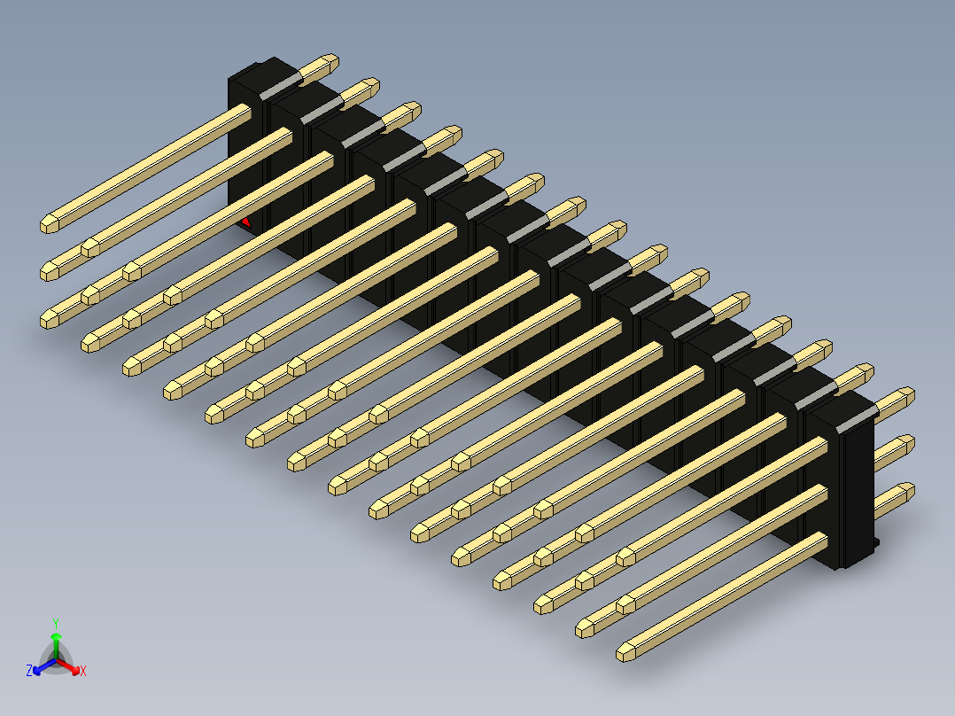 彩色公头100mil（2.54mm）系列-DS1021_black_3x15p_100mil_Type5_rev1.0正等轴测图