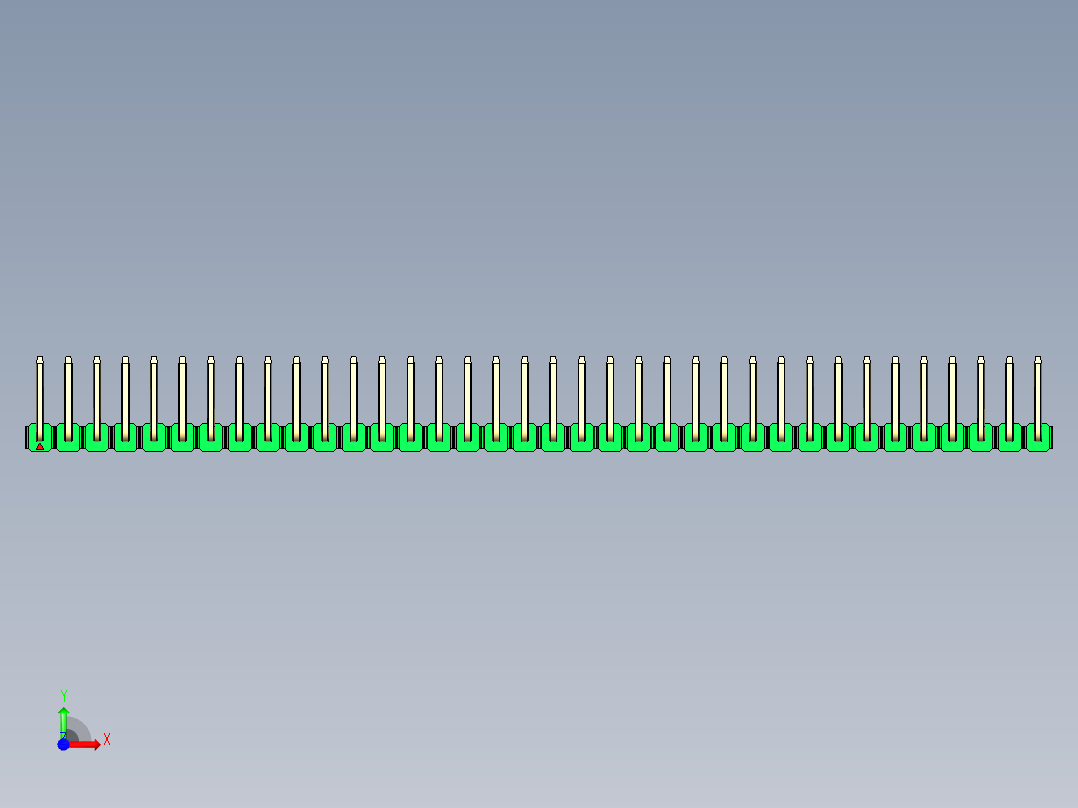 彩色公排针 100mil 2.54mm 系列-DS1022_green_36p_100mil_TypeU_rev1.0前视图