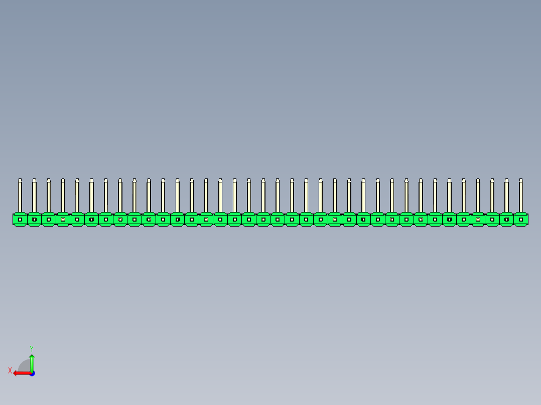 彩色公排针 100mil 2.54mm 系列-DS1022_green_36p_100mil_TypeU_rev1.0后视图