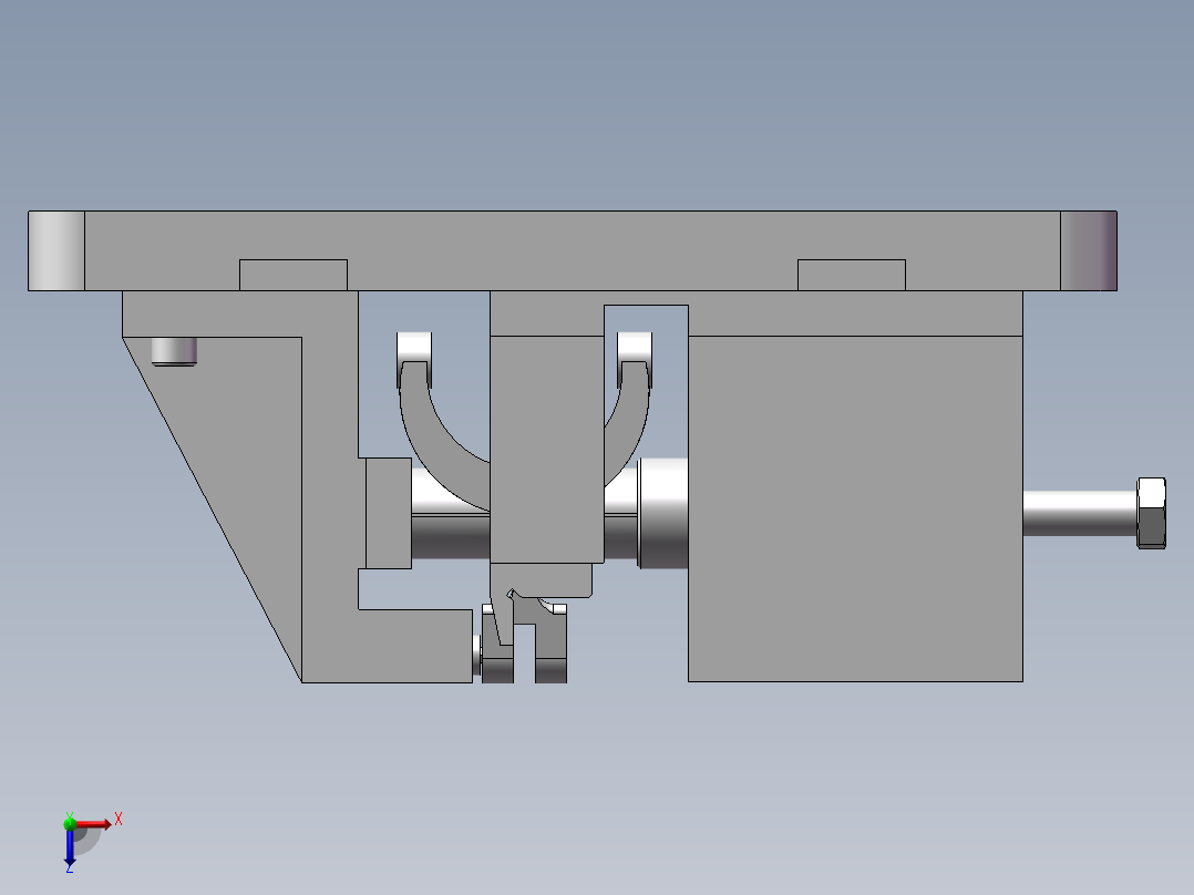 CA1340自动车床杠杆三加工工艺及铣8mm槽夹具设计【含三SolidWorks】俯视图