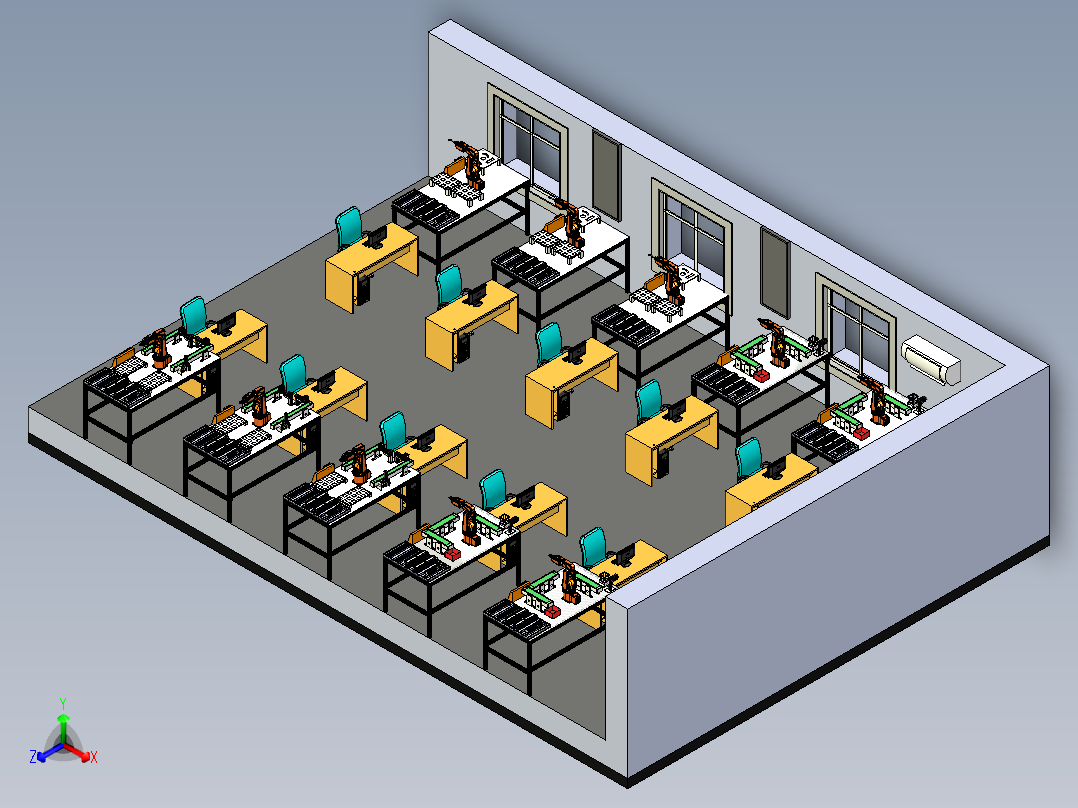 工业机器人实训室step前视图