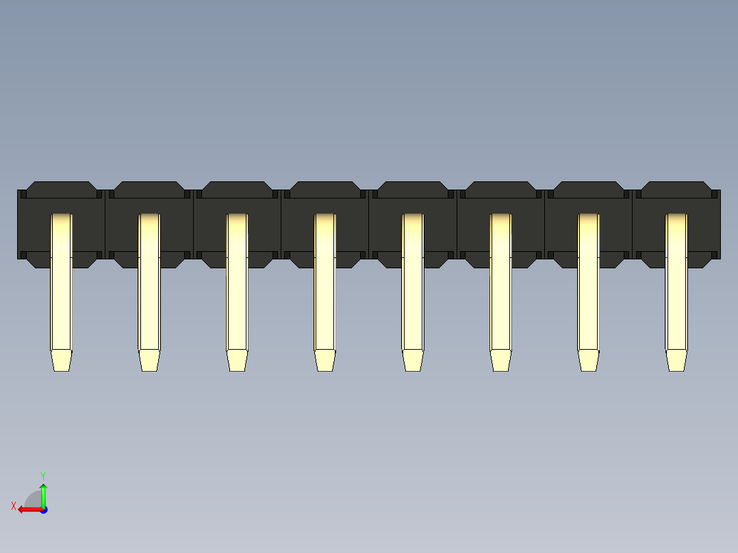 彩色公排针 100mil 2.54mm 系列-DS1022_black_1x08p_100mil_TypeD_rev1.0后视图