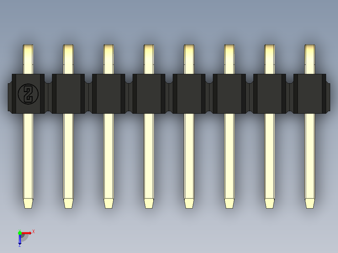 彩色公排针 100mil 2.54mm 系列-DS1022_black_1x08p_100mil_TypeD_rev1.0俯视图