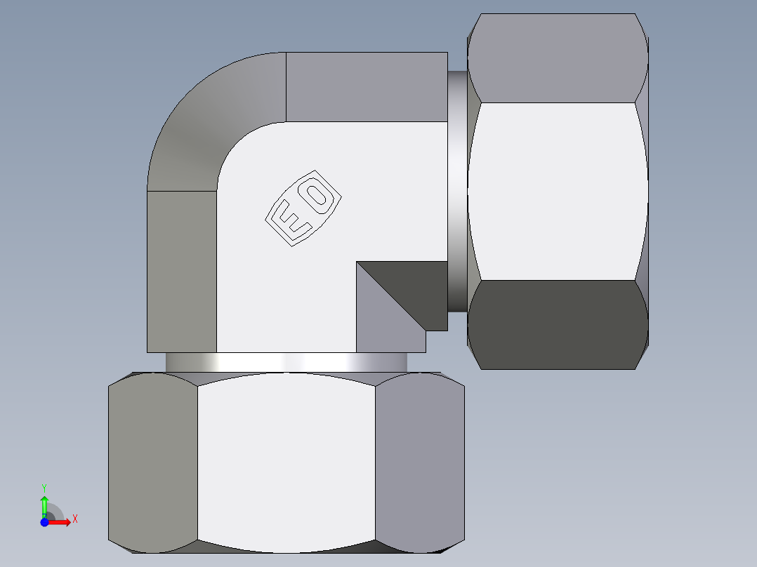 卡套式工业通用硬管接头EO_Union_elbow_W25ZSCF前视图
