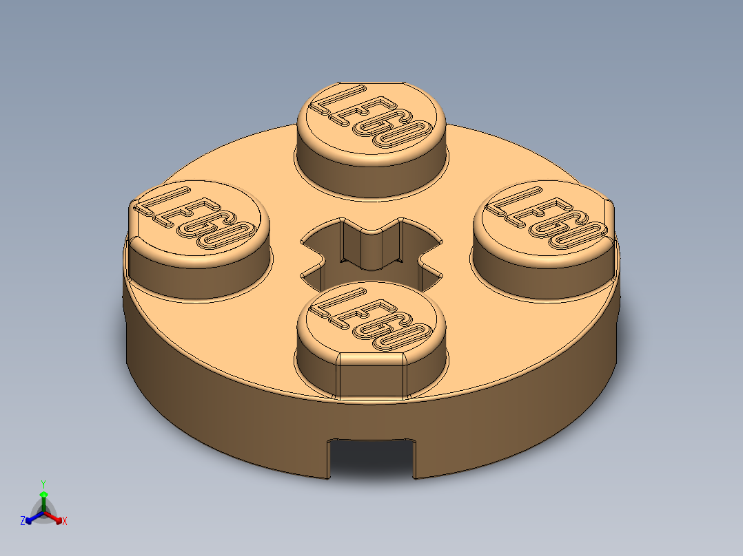 乐高零件 4032 板 2 x 2 圆形-4032 Warm Yellowish Orange Plate 2 x 2 Round.SLDPRT正等轴测图