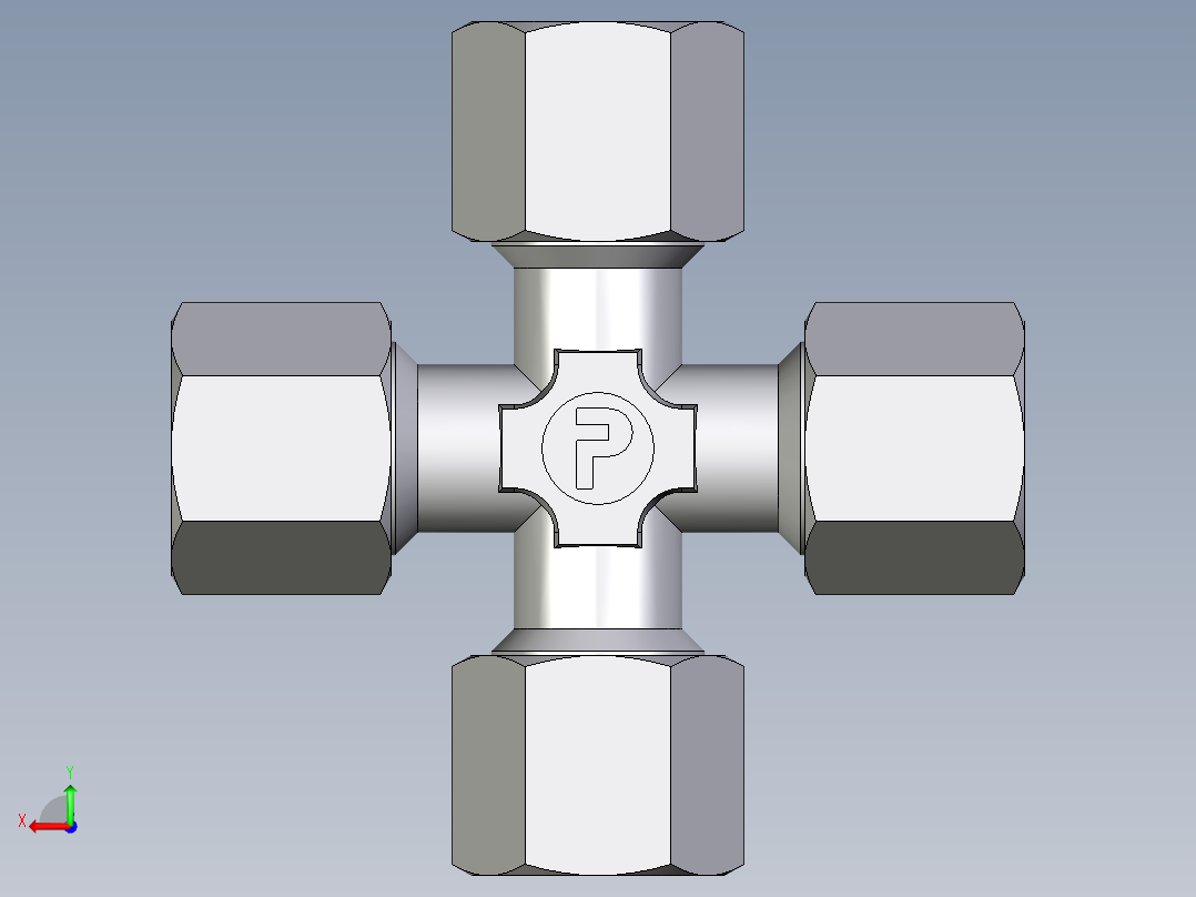 卡套式工业通用硬管接头EO_Union_cross_K08ZS71后视图