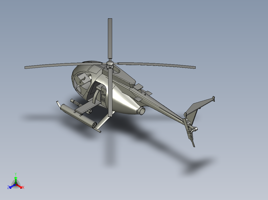 MH6 Little Bird直升机正等轴测图