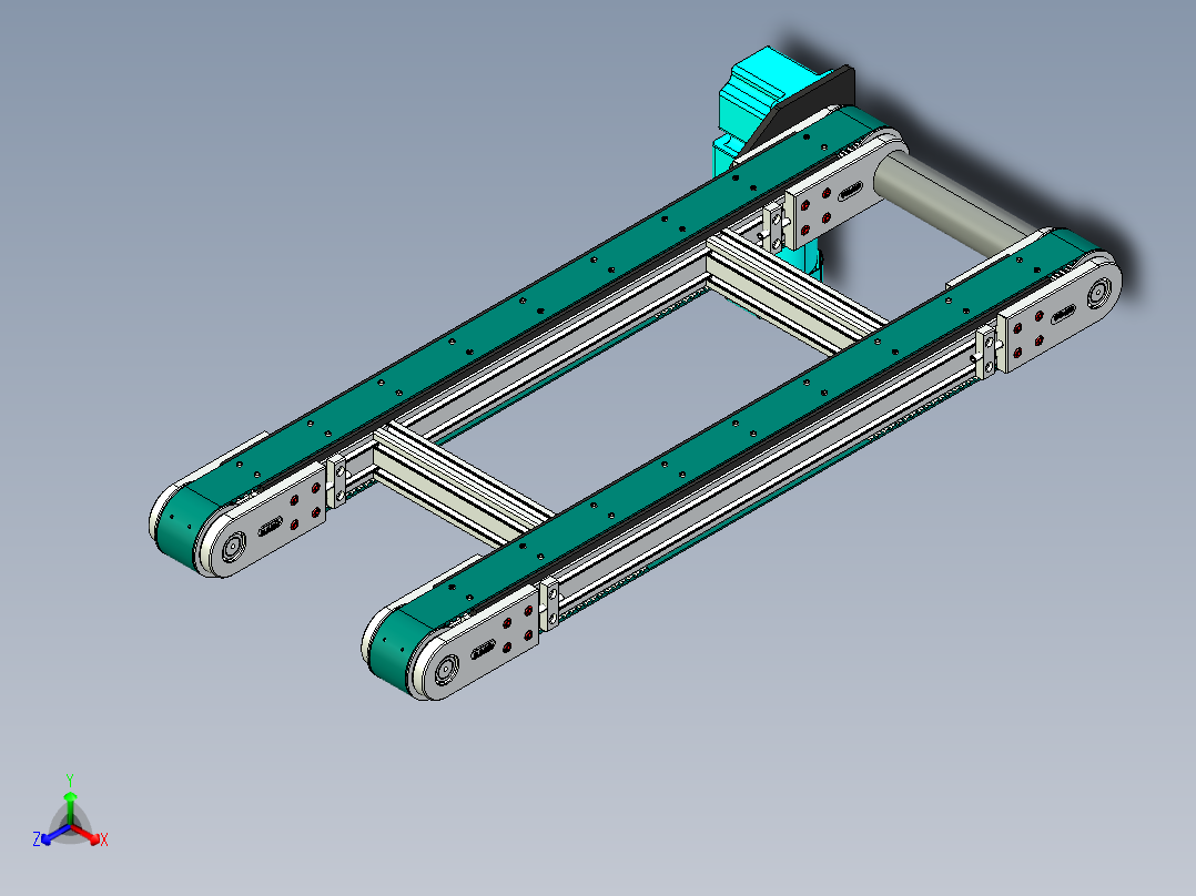 LE-XC6060-带工装左直连驱动输送线正等轴测图