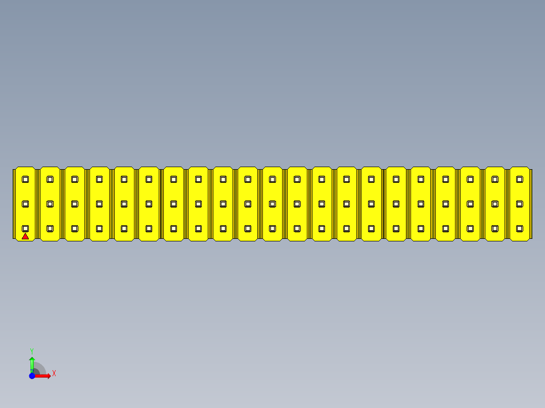 彩色公头100mil（2.54mm）系列-DS1021_yellow_3x21p_100mil_Type1_rev1.0前视图