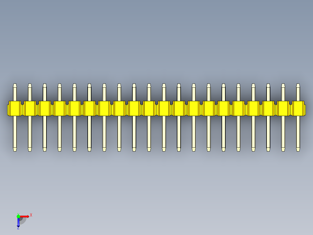 彩色公头100mil（2.54mm）系列-DS1021_yellow_1x20p_100mil_Type1_rev1.0俯视图