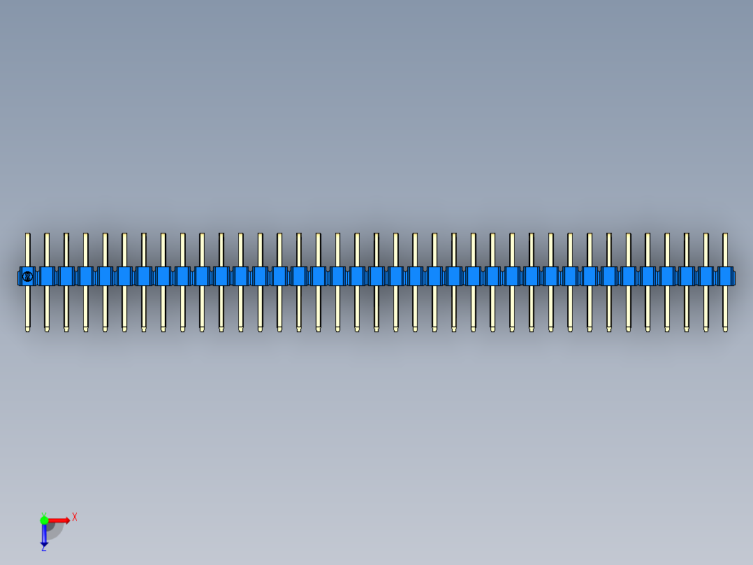 彩色公排针 100mil 2.54mm 系列-DS1022_blue_2x37p_100mil_TypeD_rev1.0俯视图