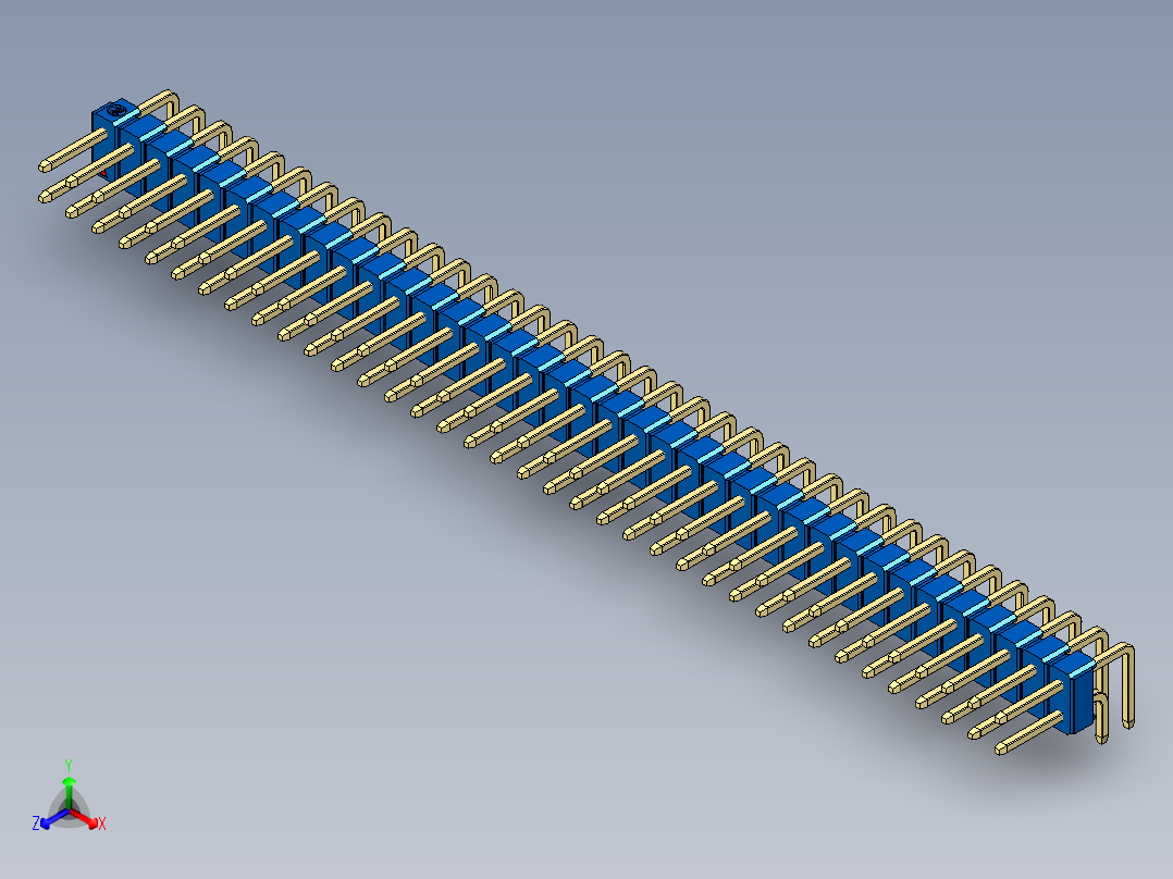 彩色公排针 100mil 2.54mm 系列-DS1022_blue_2x37p_100mil_TypeD_rev1.0正等轴测图