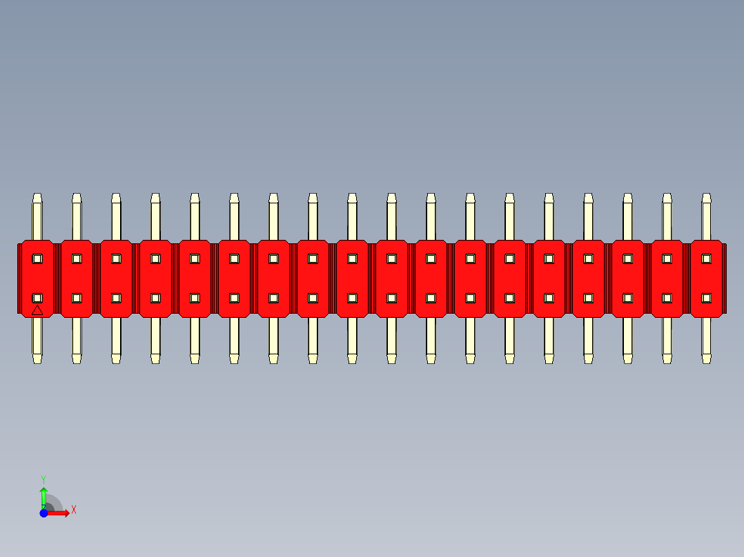 彩色公排针 100mil 2.54mm 系列-DS1022_red_36p_100mil_TypeSMT_rev1.0前视图