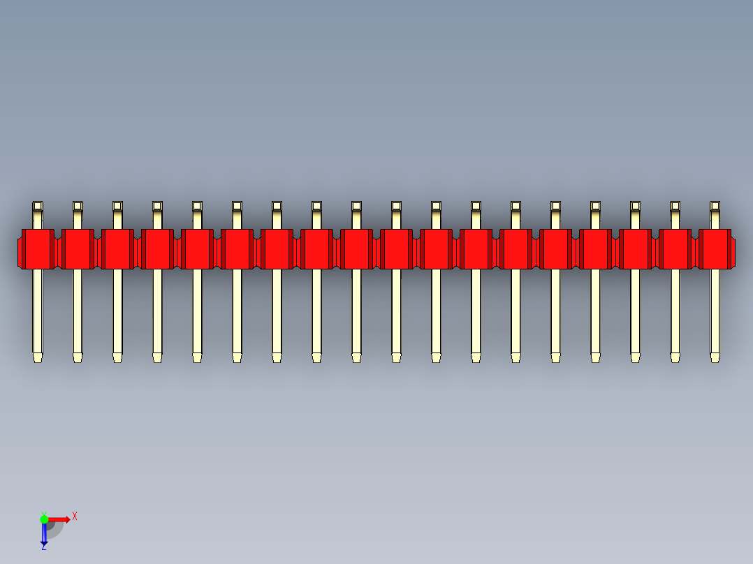 彩色公排针 100mil 2.54mm 系列-DS1022_red_36p_100mil_TypeSMT_rev1.0俯视图