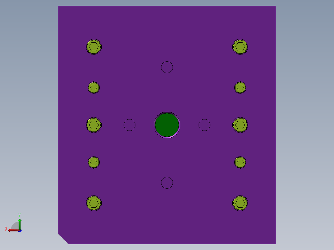 Q447-若基亚手机外壳前盖注塑模具设计后视图