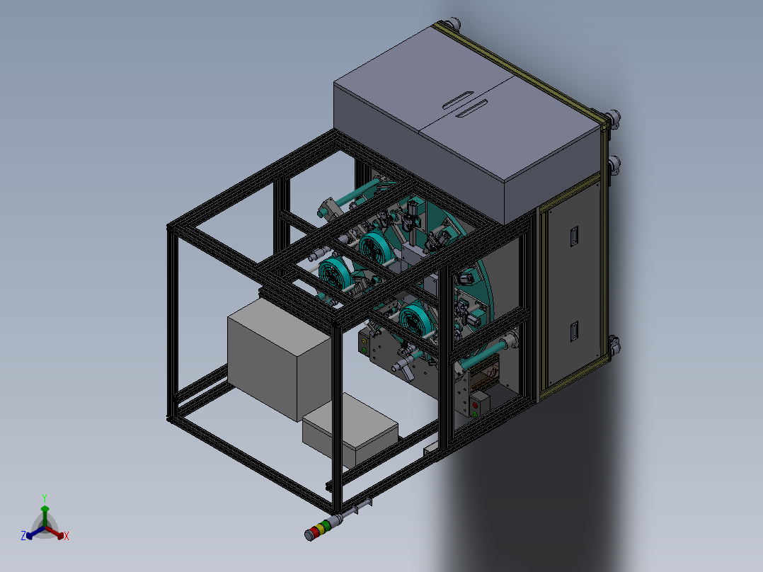 两轴研磨机正等轴测图