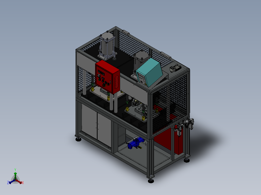 汽车引擎泄漏检测机正等轴测图