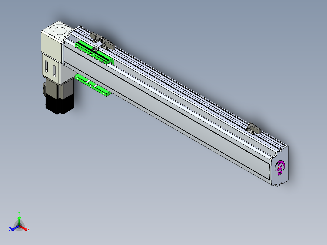 同步带滑台-半封闭B10-L90-S500-L-P40-D3正等轴测图