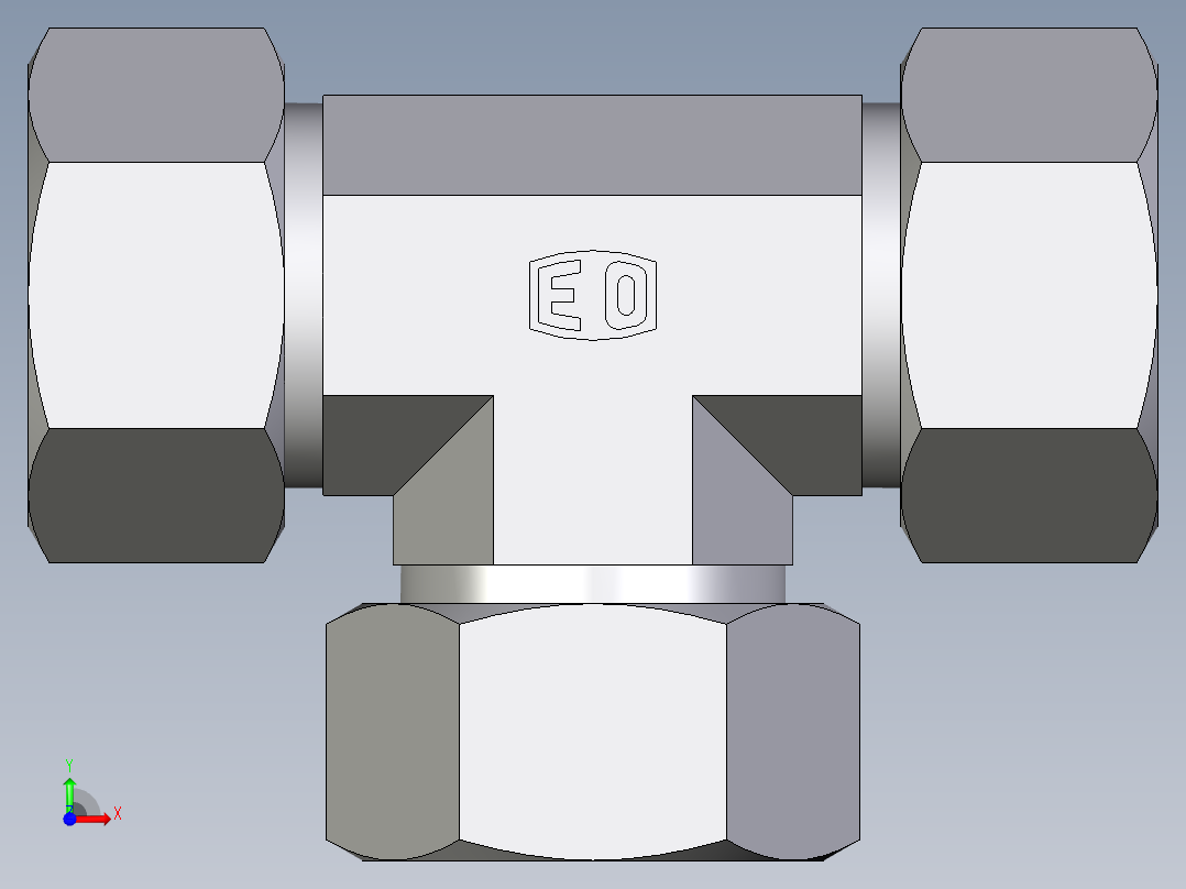 卡套式工业通用硬管接头EO_Union_tee_T22LCF前视图