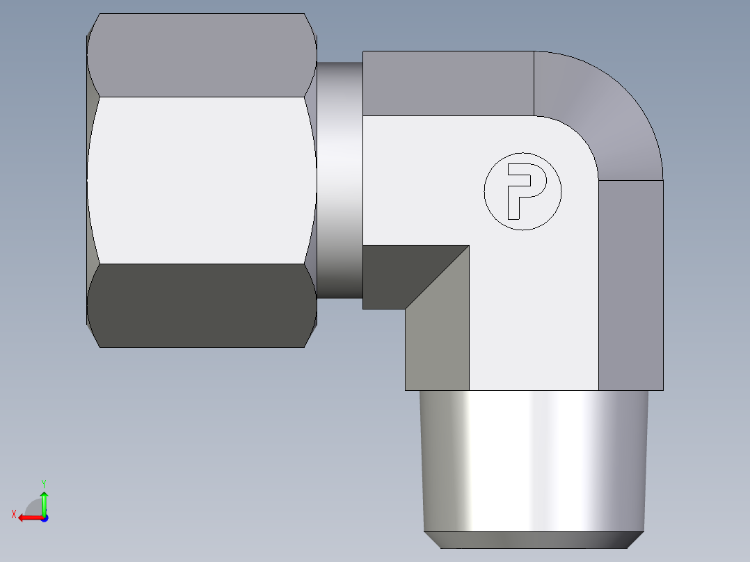 卡套式工业通用硬管接头EO_Male_stud_elbow_WE10SR71后视图