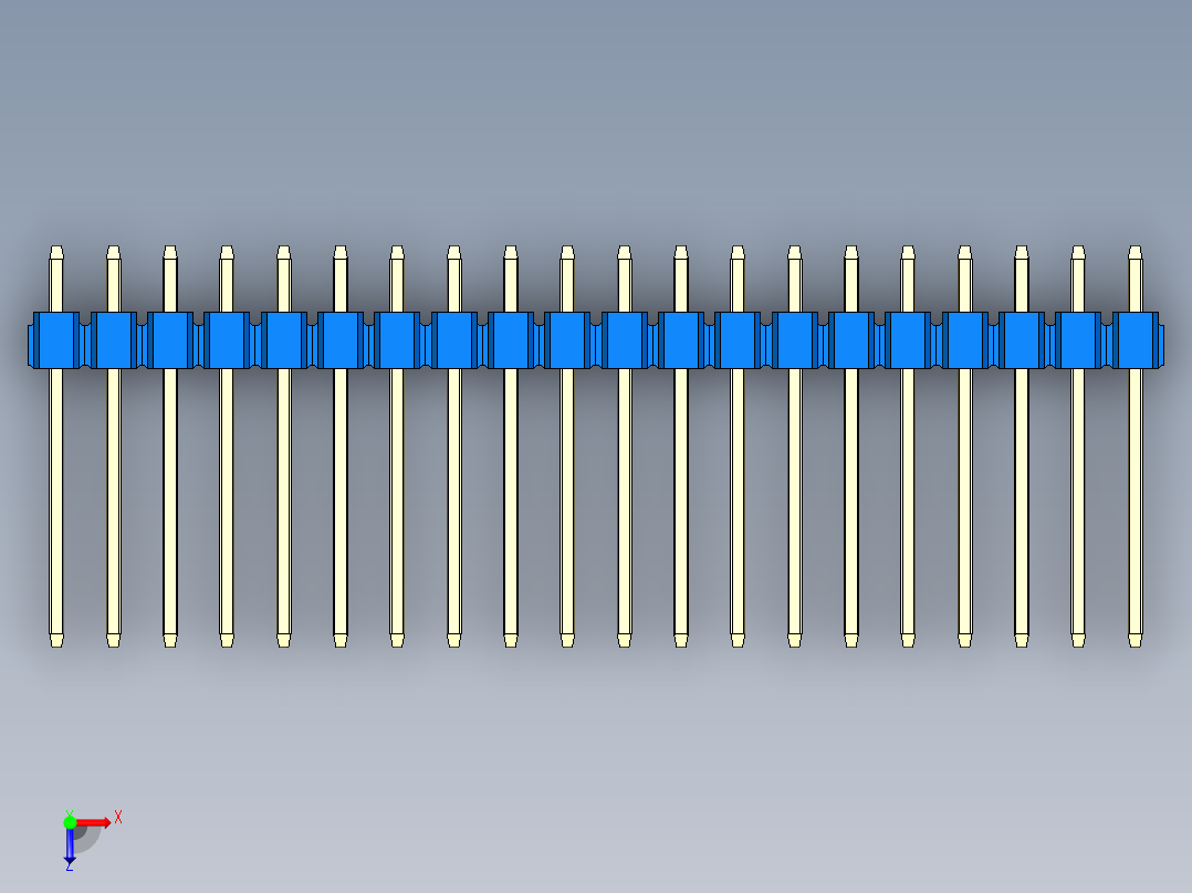 彩色公头100mil（2.54mm）系列-DS1021_blue_3x20p_100mil_Type5_rev1.0俯视图