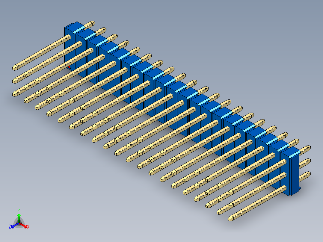 彩色公头100mil（2.54mm）系列-DS1021_blue_3x20p_100mil_Type5_rev1.0正等轴测图