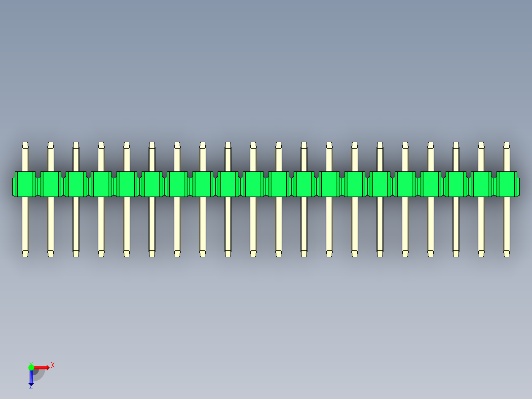 彩色公头100mil（2.54mm）系列-DS1021_green_3x20p_100mil_Type1_rev1.0俯视图