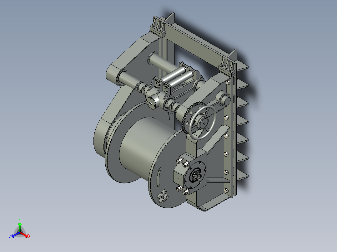 30t液压绞车三维模型