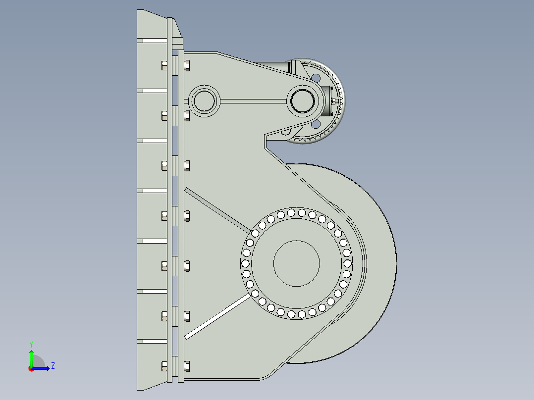 30t液压绞车三维模型左视图